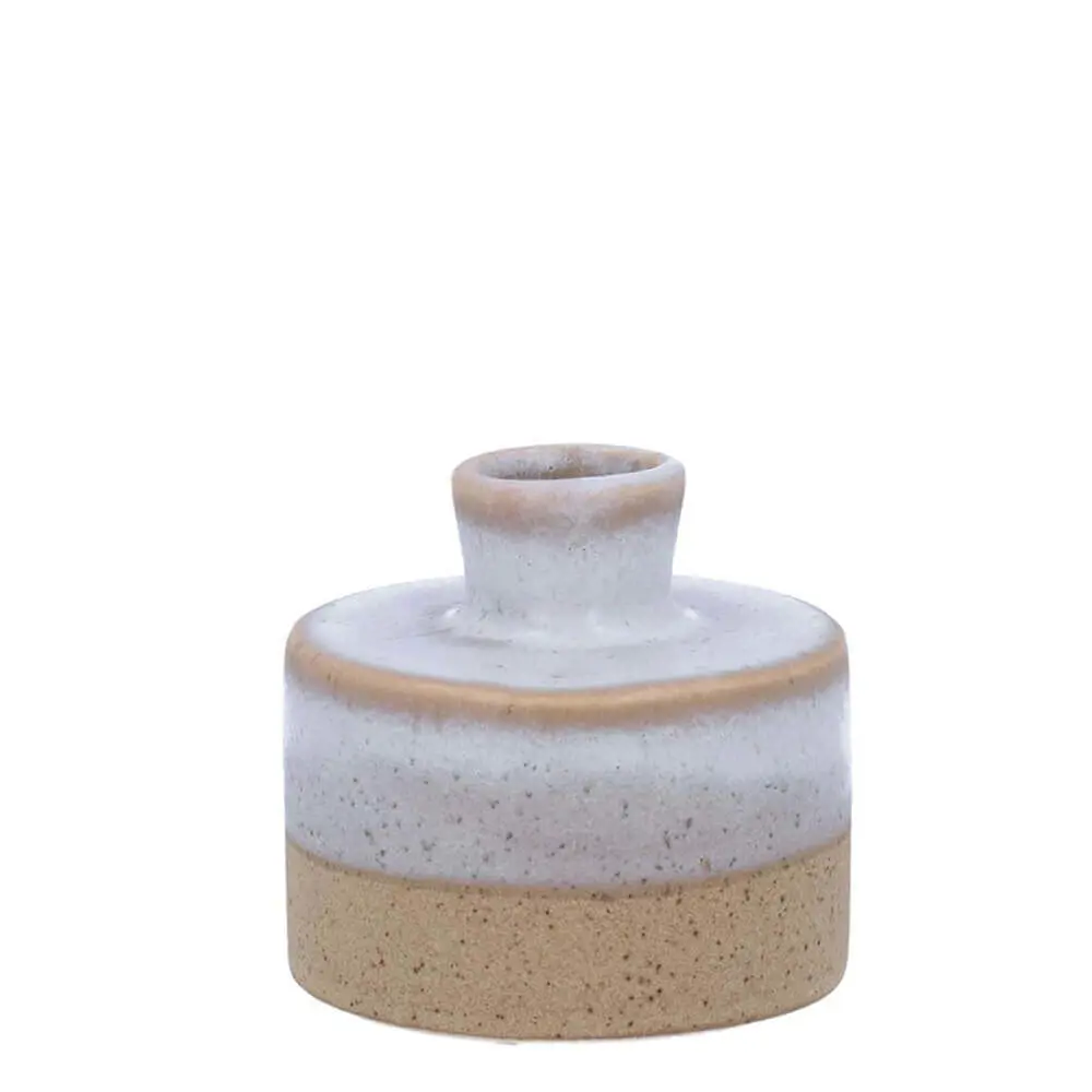 Gisela Graham Stoneware Vase White Speckle Decorative Mini